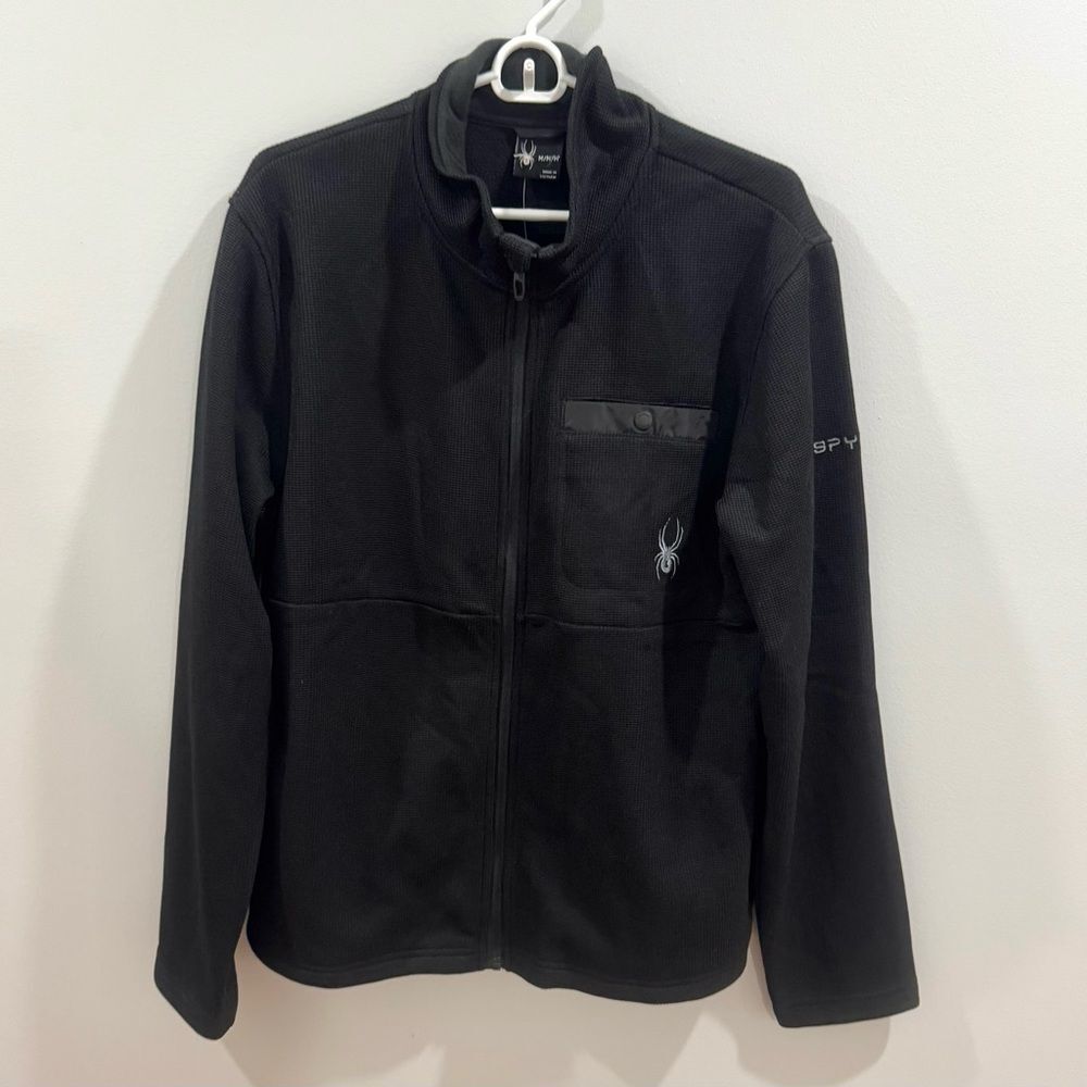 Spyder NWT Men’s Black Gridweb Fleece lined full zip jacket size medium